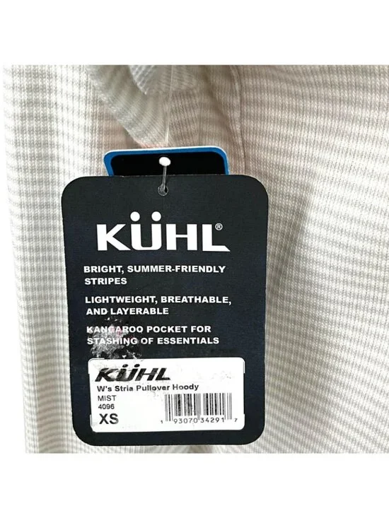 NWT Kuhl Stria Pullover Hoodie Womens XS Gray Lightweight Stripe UPF 50+ Sun - Picture 6 of 13